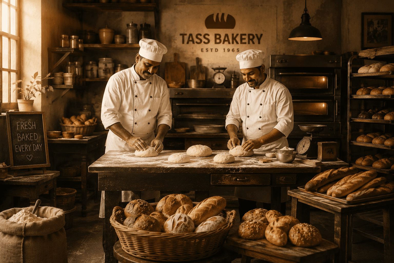 Tass Bakery bakers preparing fresh dough
